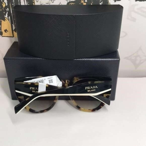 New Authentic Prada Cat Eye Sunglasses PR 14WS – Tortoise & Powder Frame - Picture 11 of 13